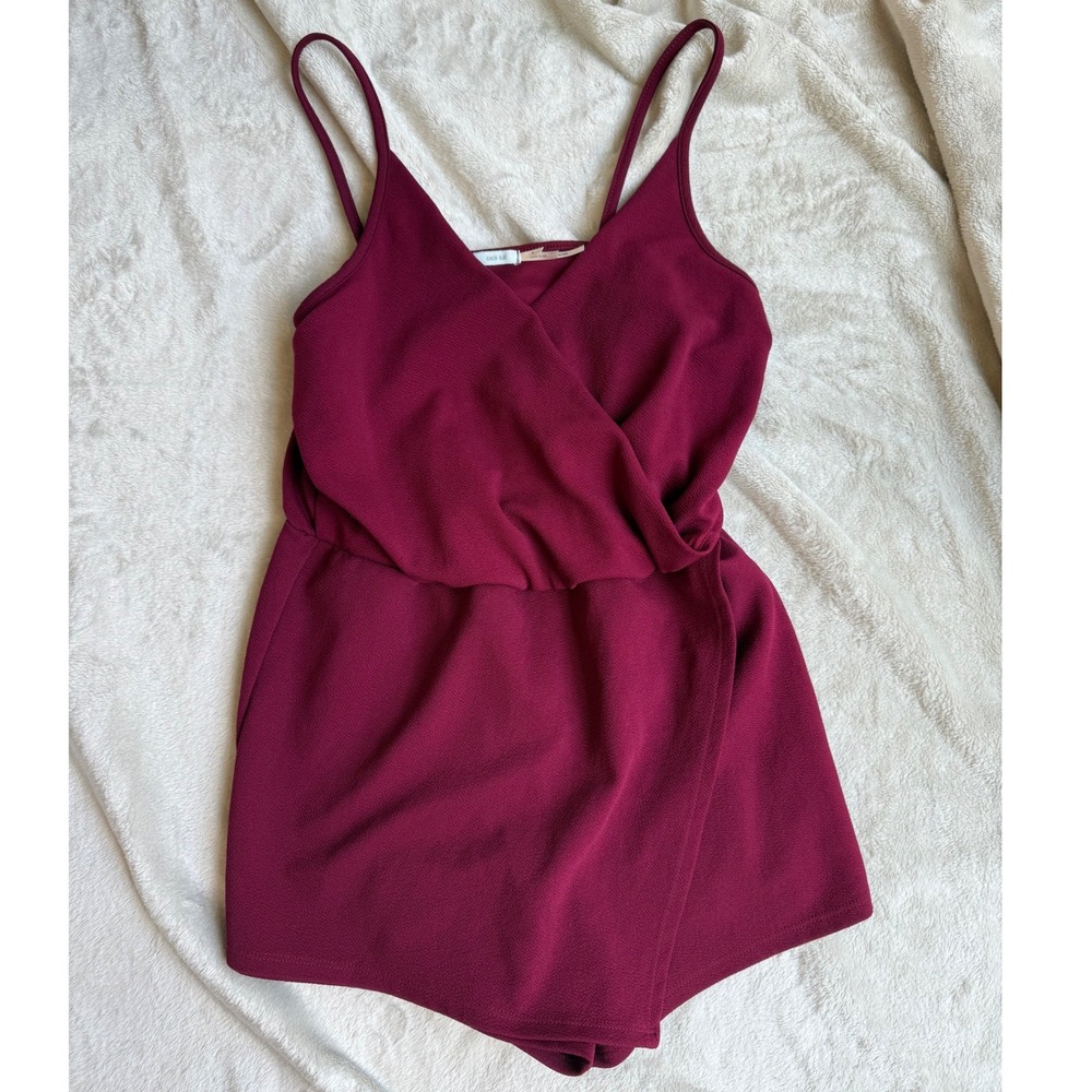 Urban Outfitters Kimchi Blue Burgundy Wrap Front Romper S Sleeveless